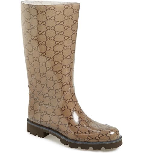 tan gucci rain boots|high heel gucci boots.